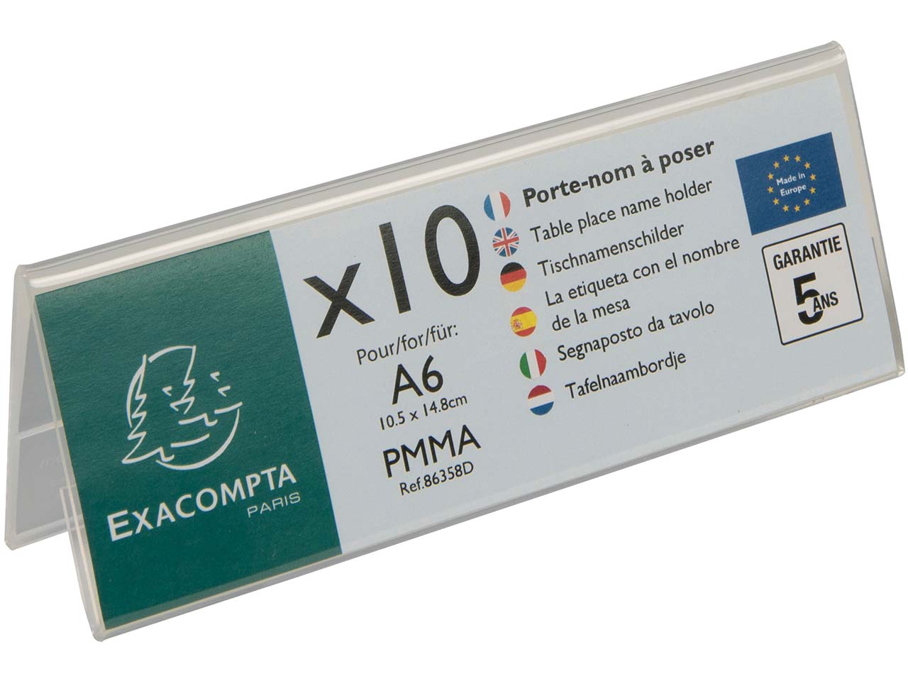 10er Pack Exacompta Tischnamensschilder "Exacryl" horizontal, aus PMMA, DIN A6 quer