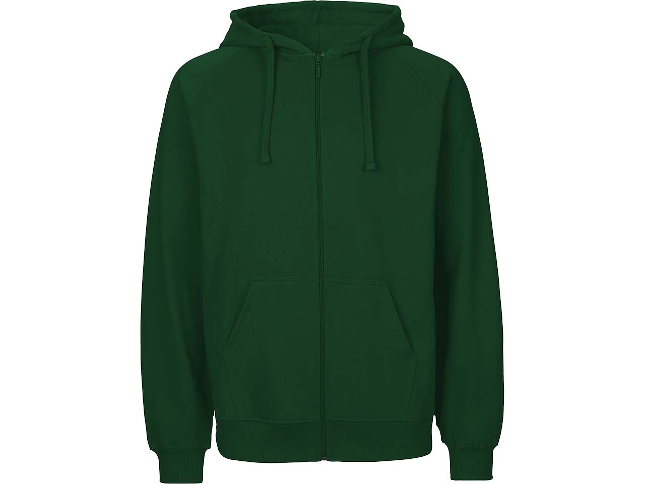Neutral Bio-Unisex-Zip-Hoodie "Tiger Cotton" mit gebürstetem Fleece, bottle green, Gr. L