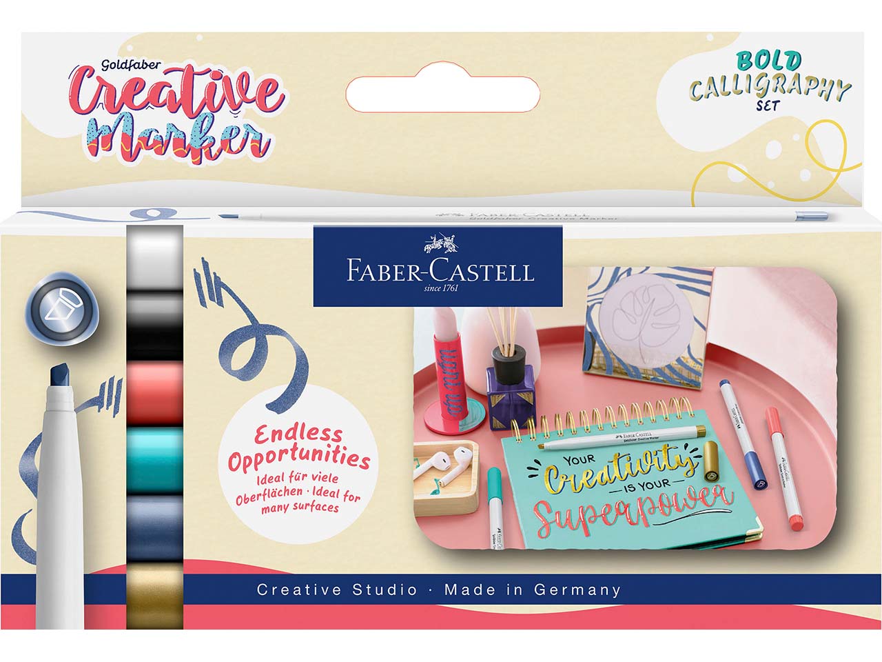Faber-Castell 6er-Set Goldfaber Creativ-Marker "Bold Calligraphy" C-Spitze