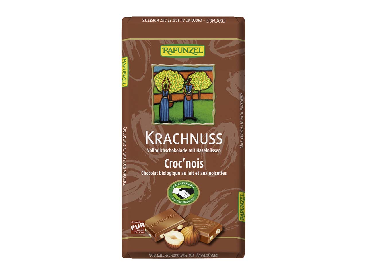 RAPUNZEL Bio-Vollmilch-Schokolade "Krachnuss", 100 g