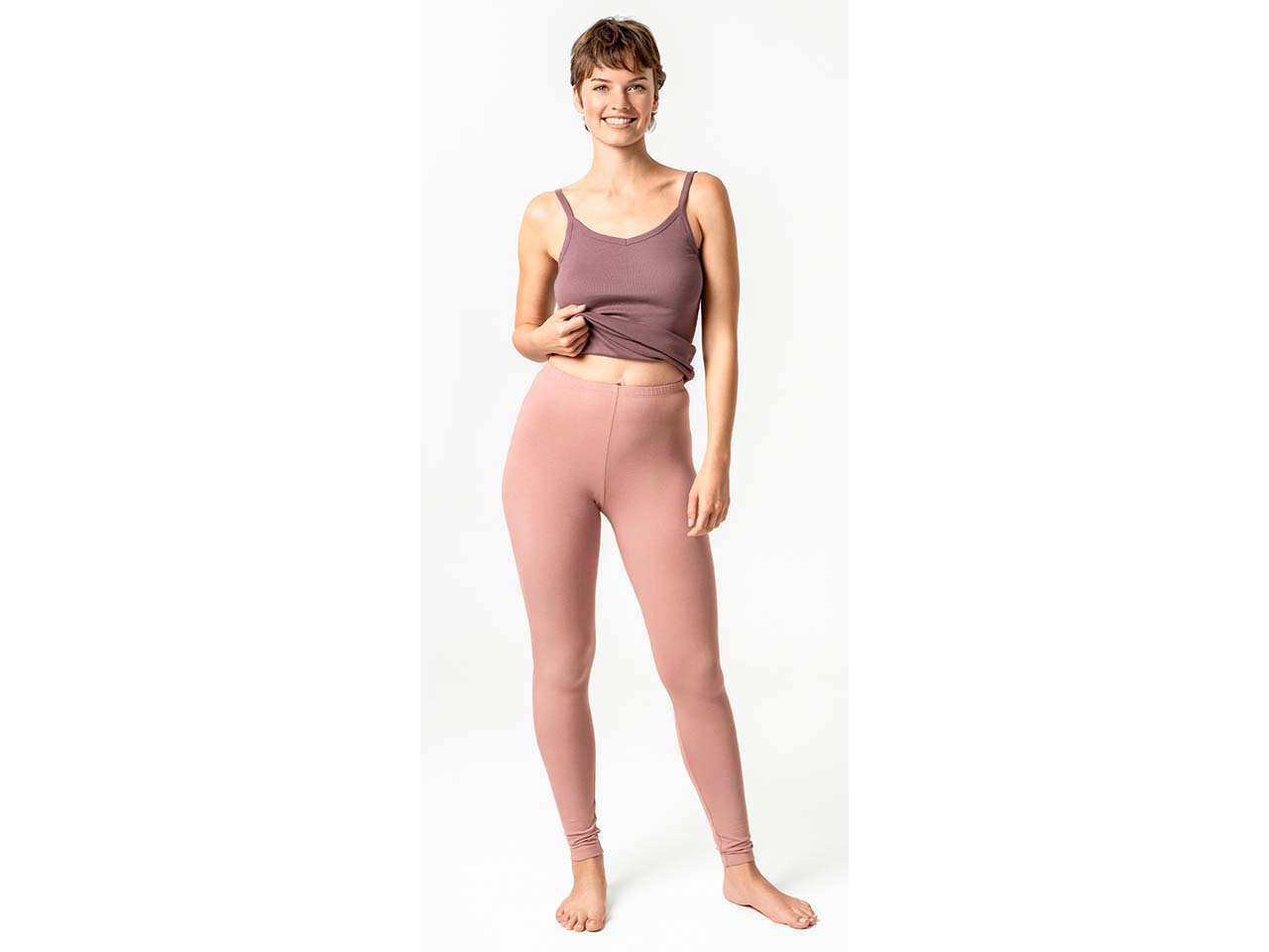 Living Crafts Bio-Damen-Leggings 'ANNEDORE' ohne Seitennähte, dried rose, Gr. M