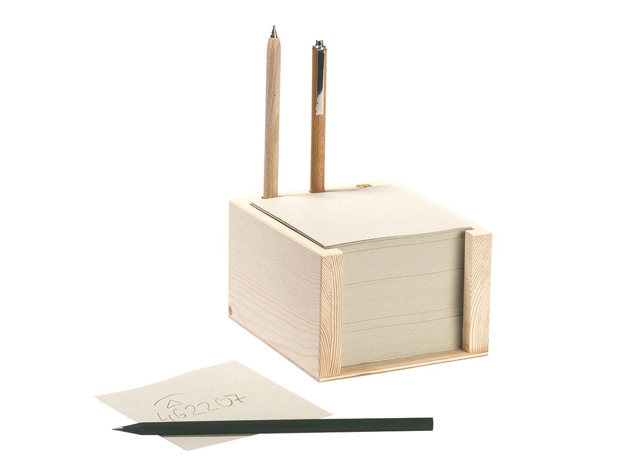 Holzzettelkasten m. 3 Bohrungen