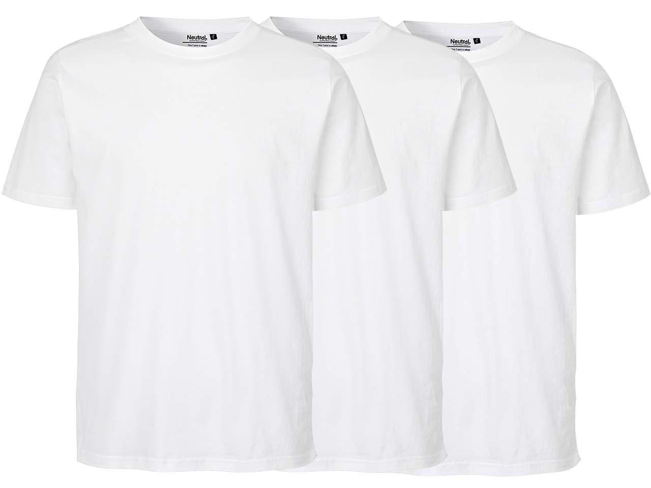 Neutral 3er-Pack Bio-Unisex-T-Shirt mit Rundhalsausschnitt, weiß, Gr. XS