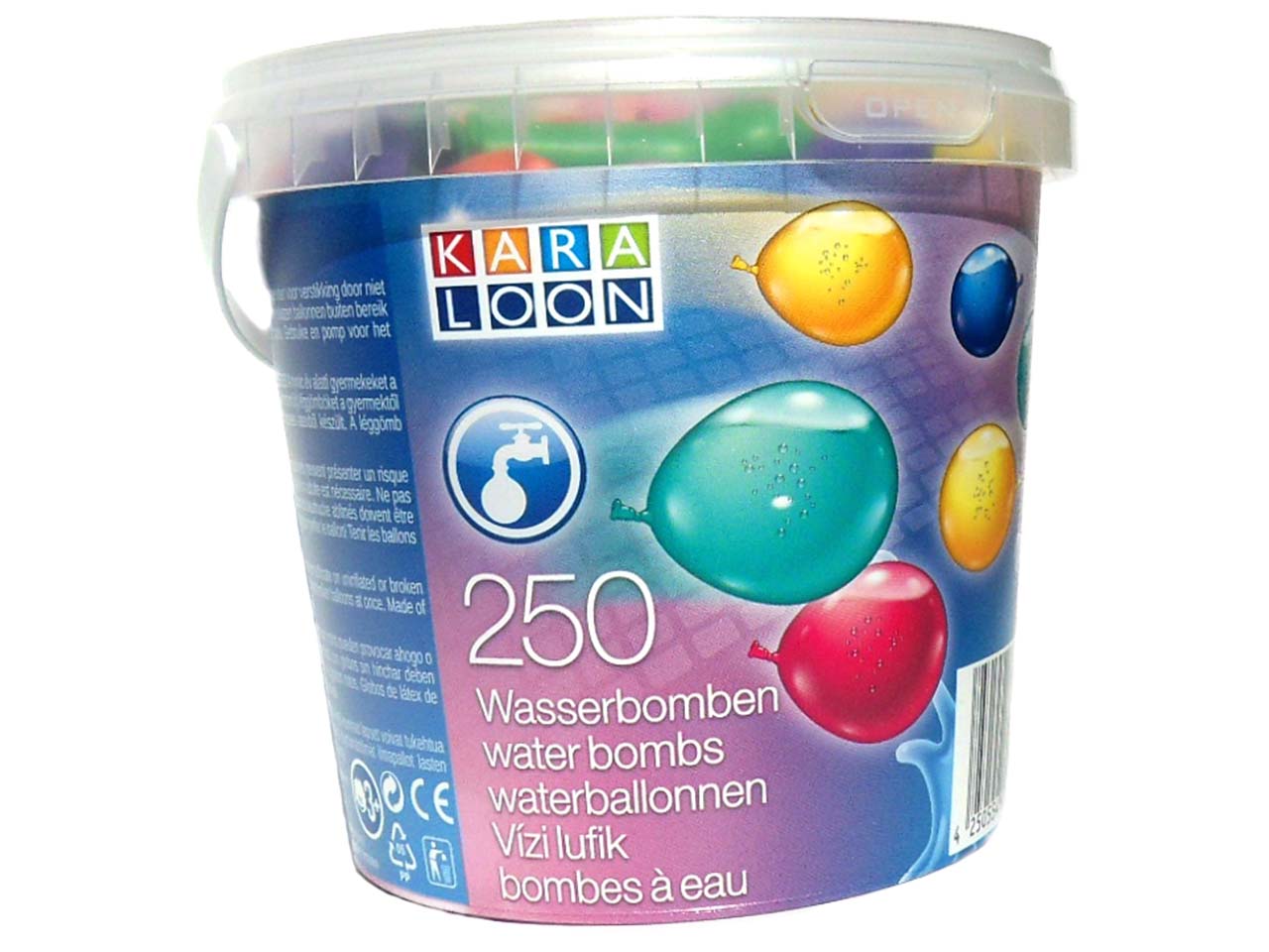 250 Wasserbomben im Eimer