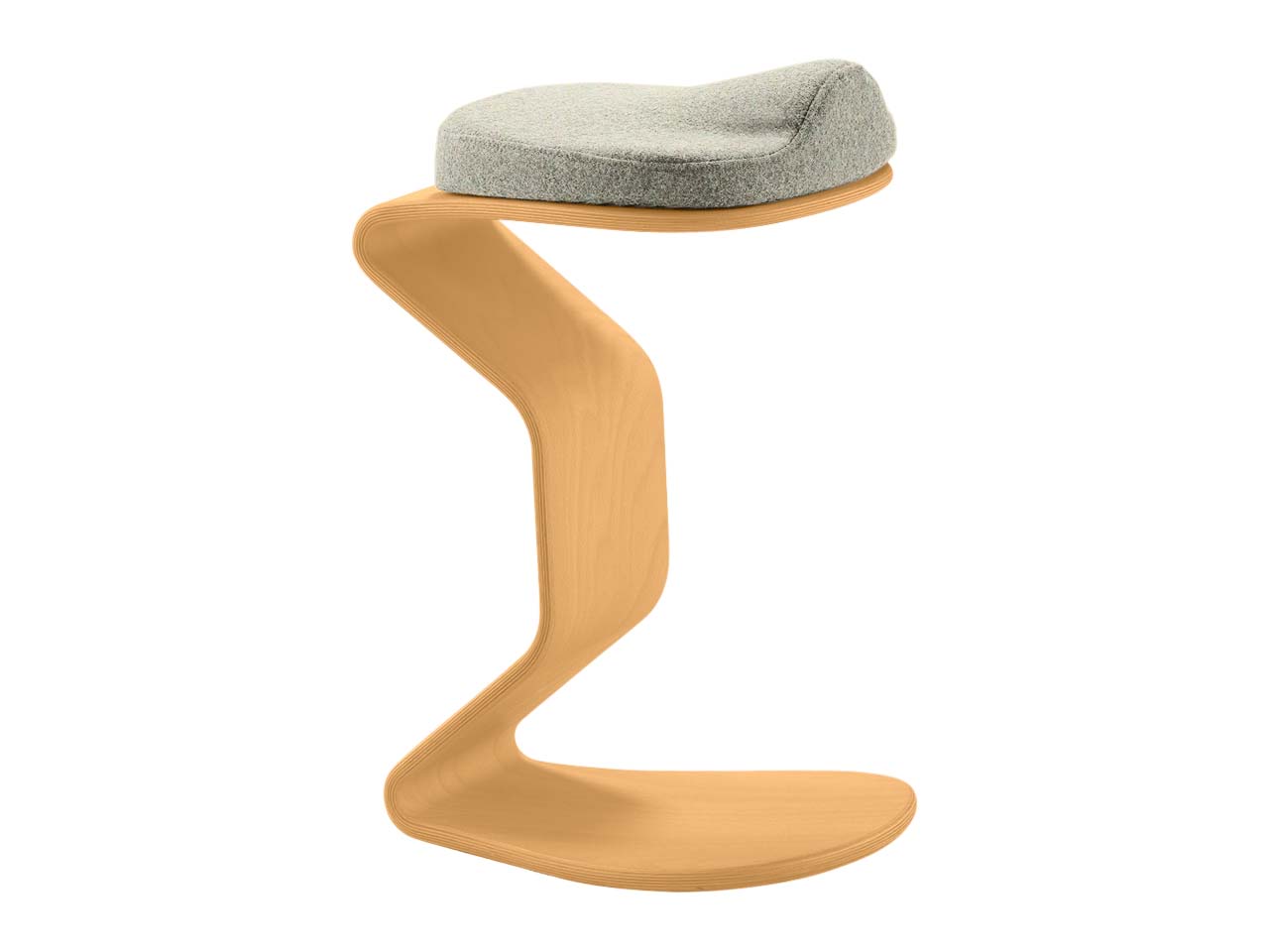 Bewegungshocker "Ercolino medium" mit 3D Sitz, Buche, grau