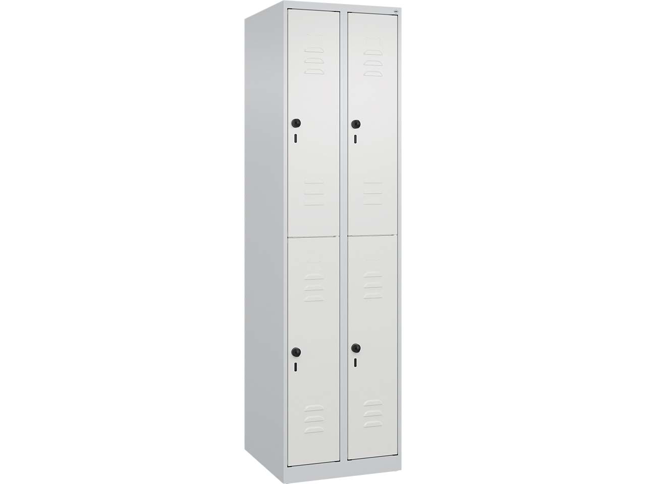 C+P Doppelstock-Spind Classic PLUS, 4 Fächer, 1850x500x500mm, Lichtgrau/Verkehrsweiß