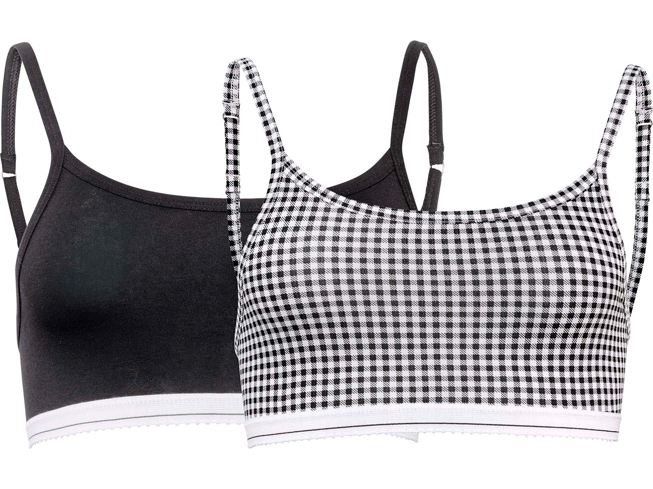 Living Crafts 2er-Pack Bio-Damen-Bustier "Pippa", vichy black/cream, Gr. S