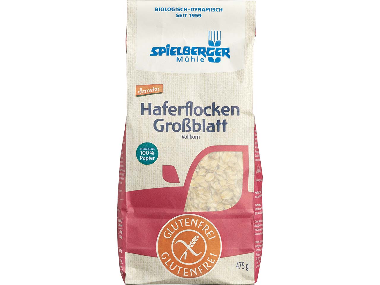 Spielberger Mühle Bio-Haferflocken Großblatt, glutenfrei, 475 g