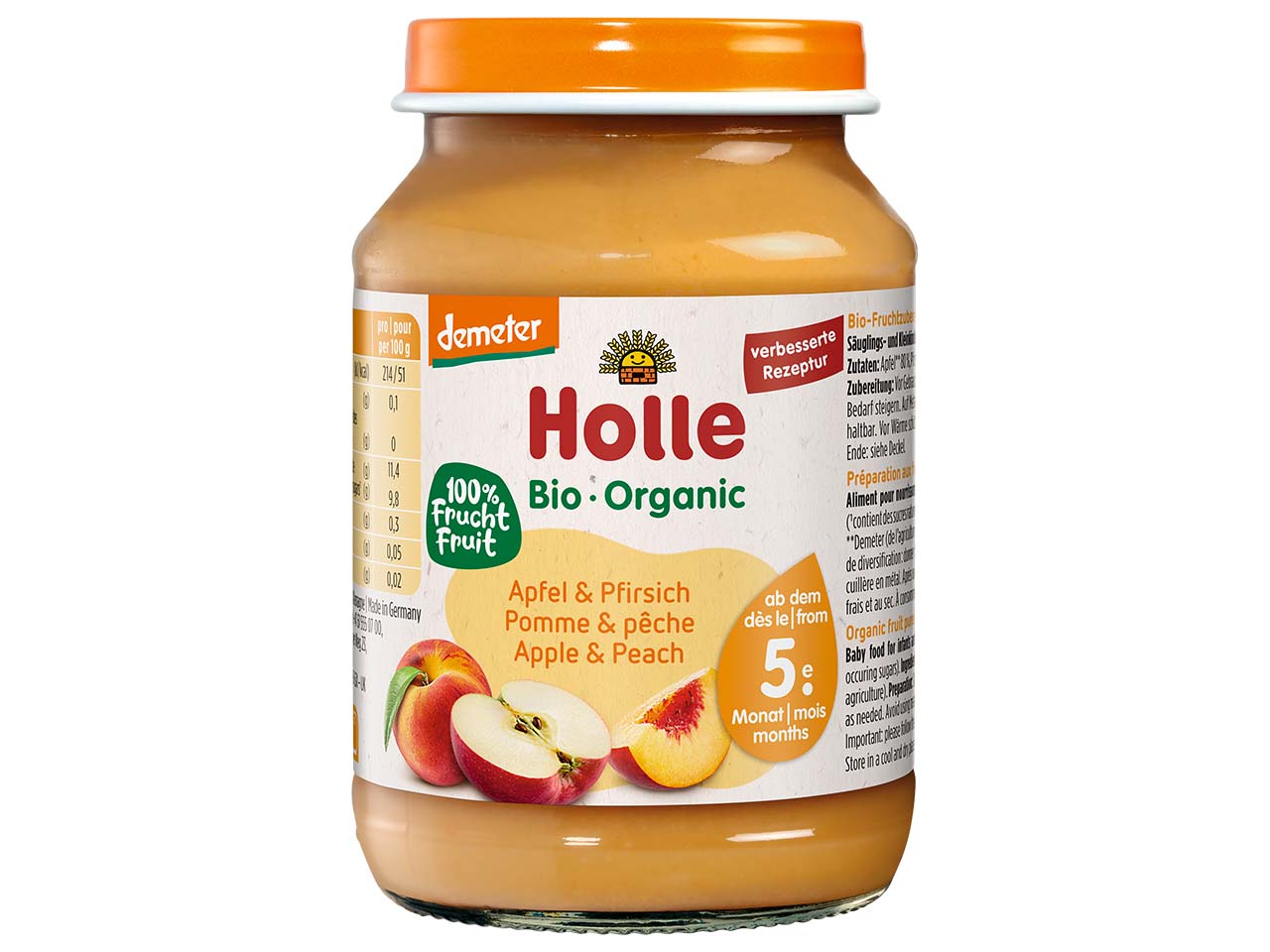 Holle Bio-Apfel & Pfirsich, ab 5. Monat, Beikost, 190 g