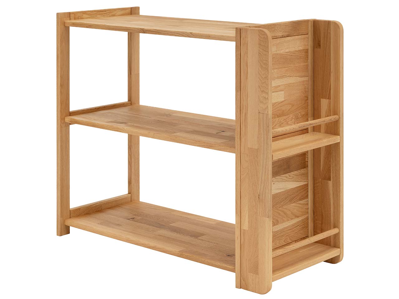 Kinderregal 'Montessori' B90xT38xH75cm, Bücherregal seitlich, Wildeiche geölt