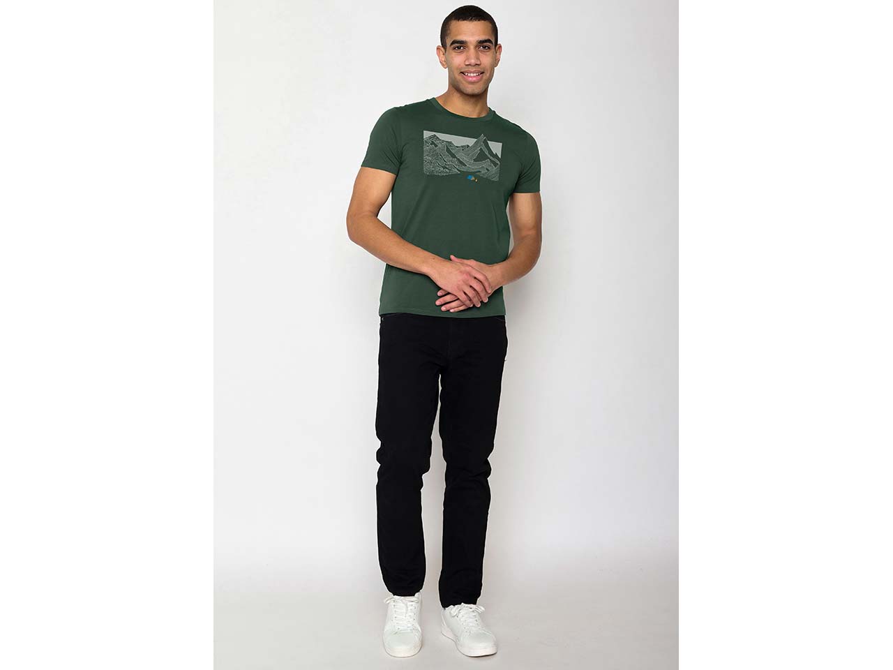 GREENBOMB Bio-Herren-T-Shirt "Nature Valley" mit Rundhalsausschnitt, bottle green, Gr. M