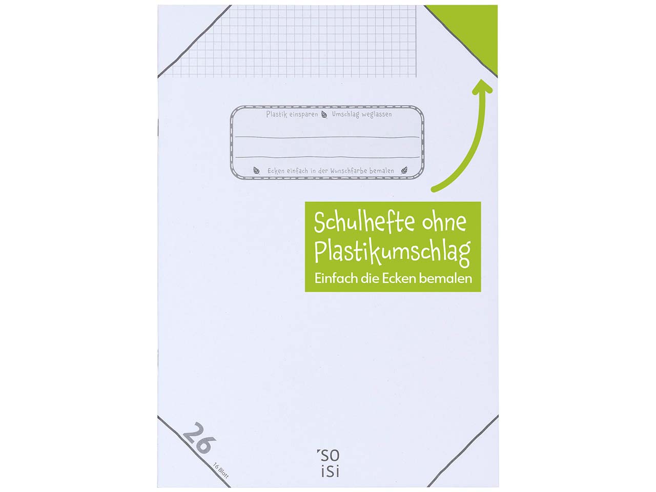 Soisi Recycling-Schulheft DIN A4 Nr. 26 kar. mit Rand