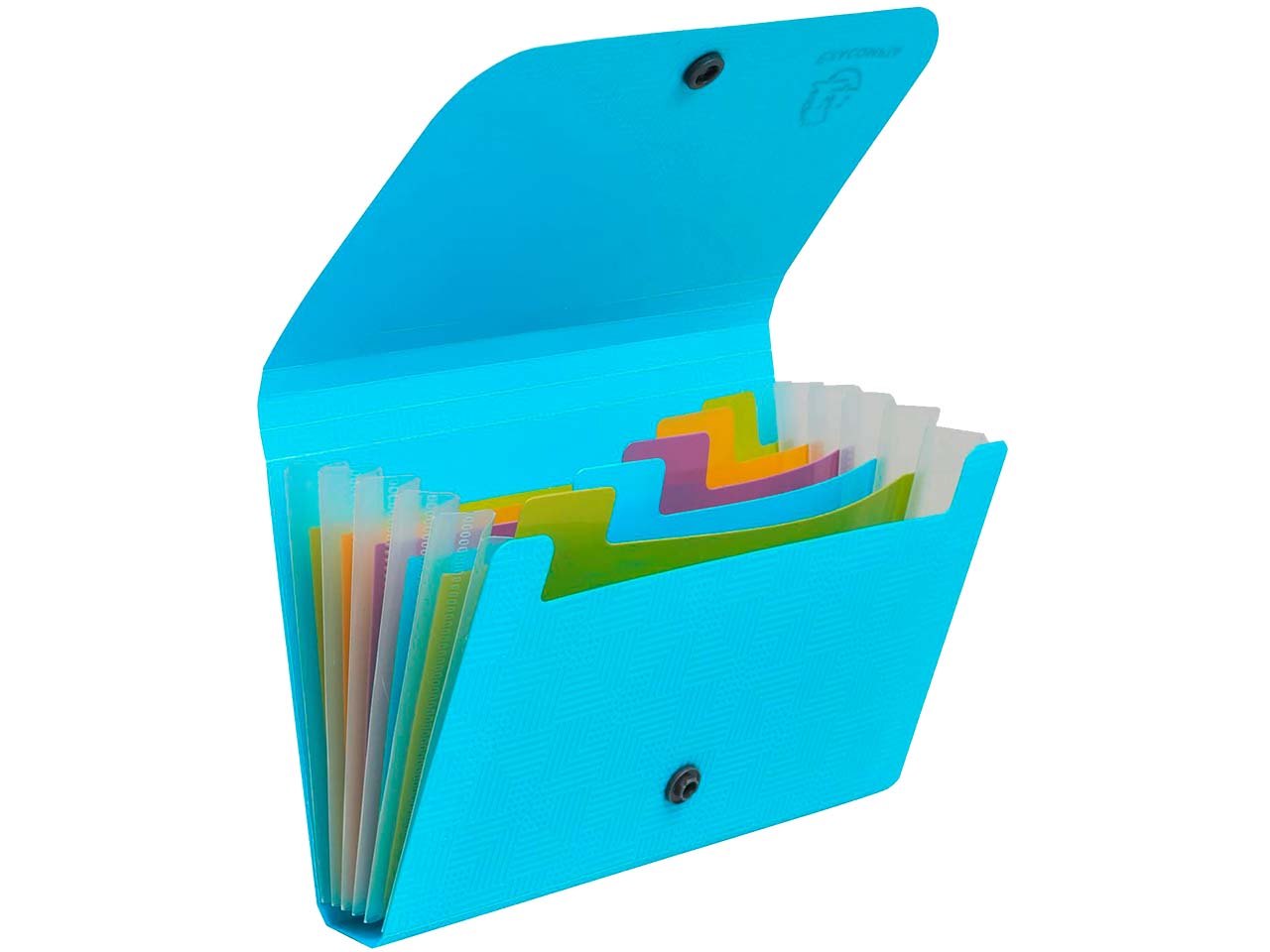 Exacompta Fächermappe 11 x 18 cm "Pop'N Co" 6 Fächer, Recycling-PP, DIN A6, cyan