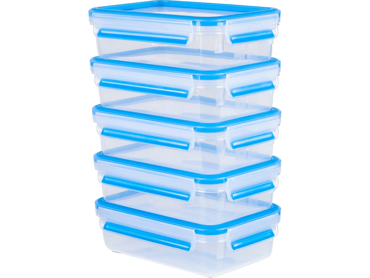 EMSA 5er-Pack Frischhaltedosen "Clip & Close" 0,8 l, aus Kunststoff, blau