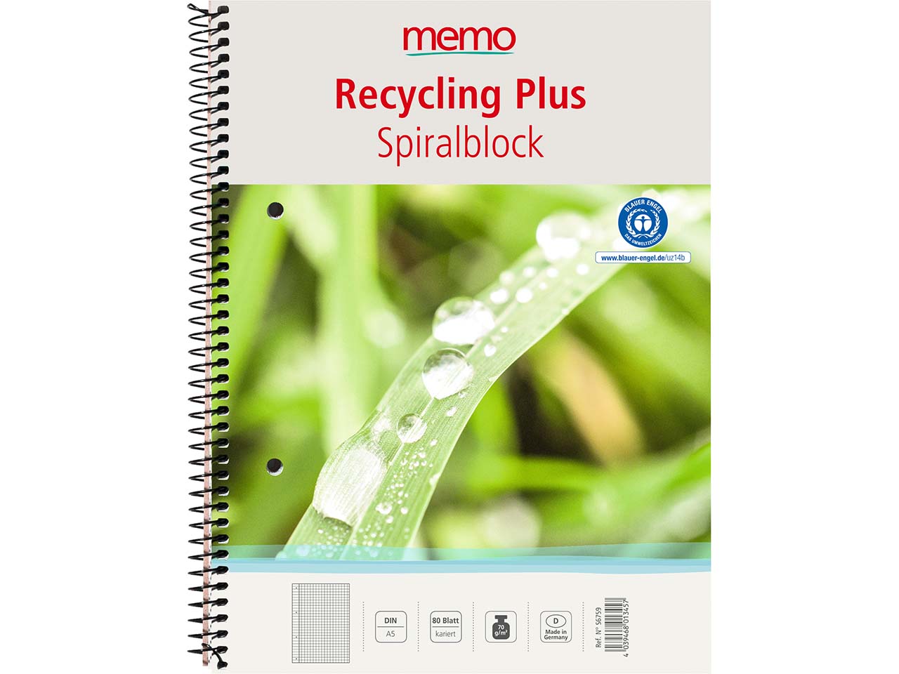 memo Collegeblock DIN A5, kariert, 80 Blatt