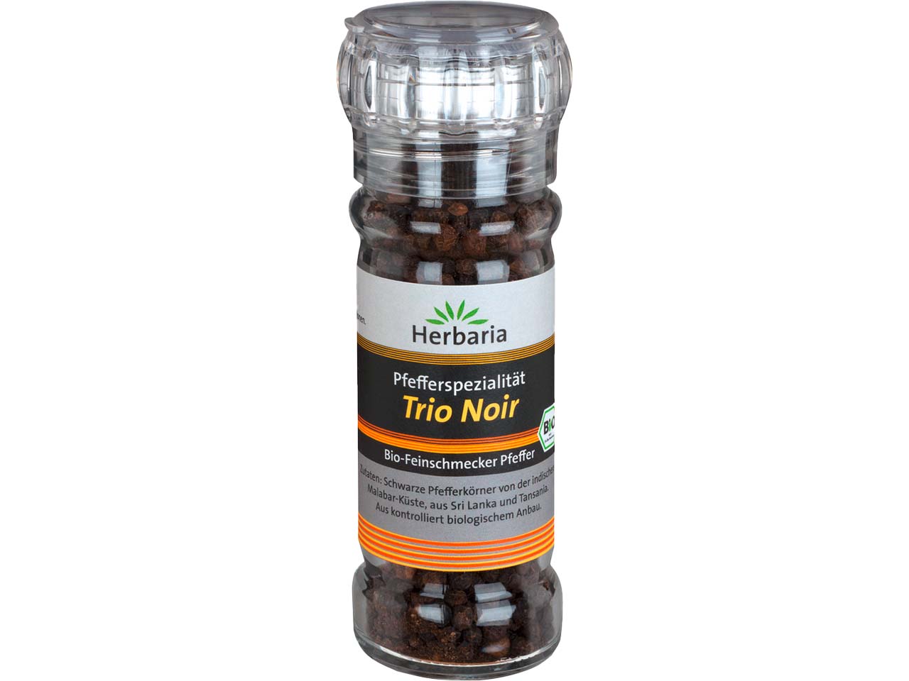 Herbaria Bio-Pfeffer schwarz "Trio Noir" in Glasmühle, 50 g
