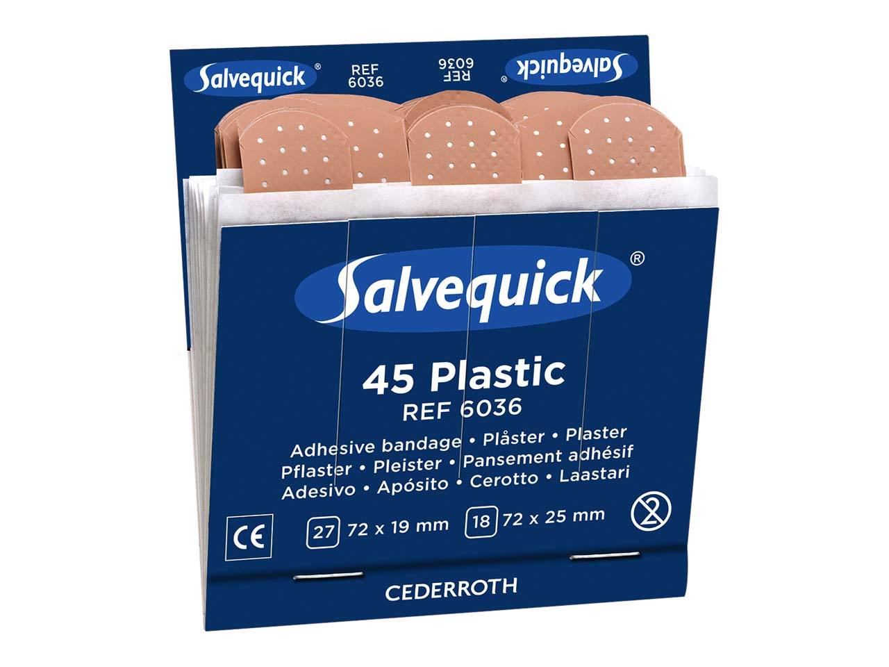 45 Stk. Salvequick Pflaster "REF 6036" wasserabweisend 7,2 x 1,9/2,5 cm
