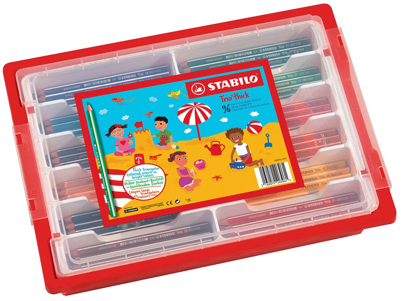 STABILO Buntstifte 'Trio' dick, in Kunststoffbox, 12 sortierte Farben, 96 Stk.