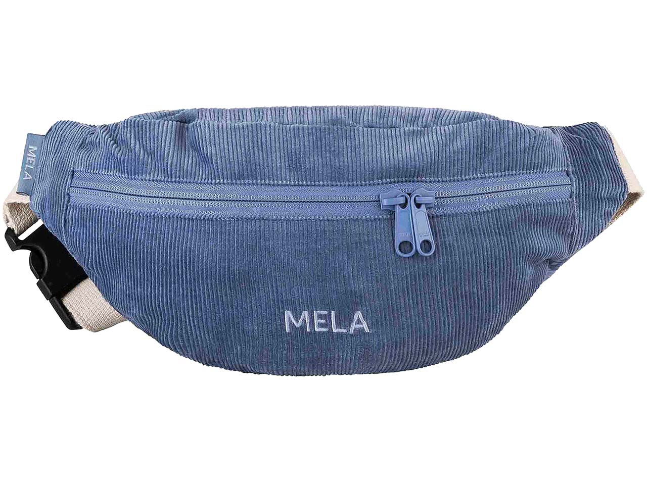 MELA Bio-Cord-Bauchtasche 'BHAVIN' mit 2 Fächern, taubenblau