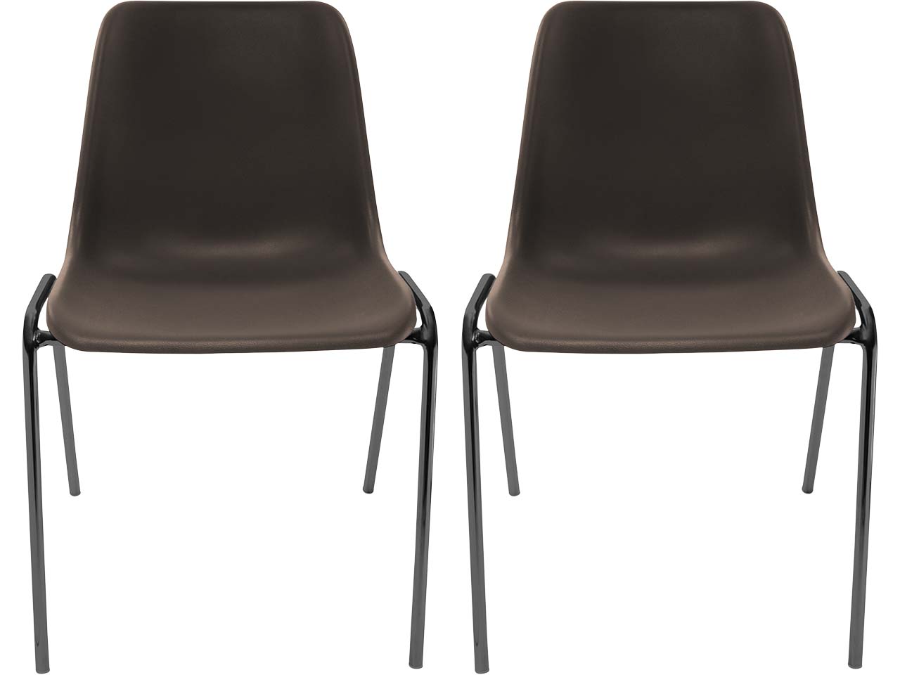 2x Besucherstuhl "ECO" Gestell anthrazit gepulvert, Kunststoffschale dunkelbraun