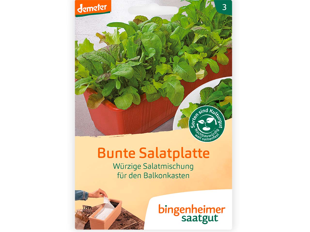 bingenheimer saatgut Bio-Saatmischung "Bunte Salatplatte" für den Balkonkasten, 1 Stk.