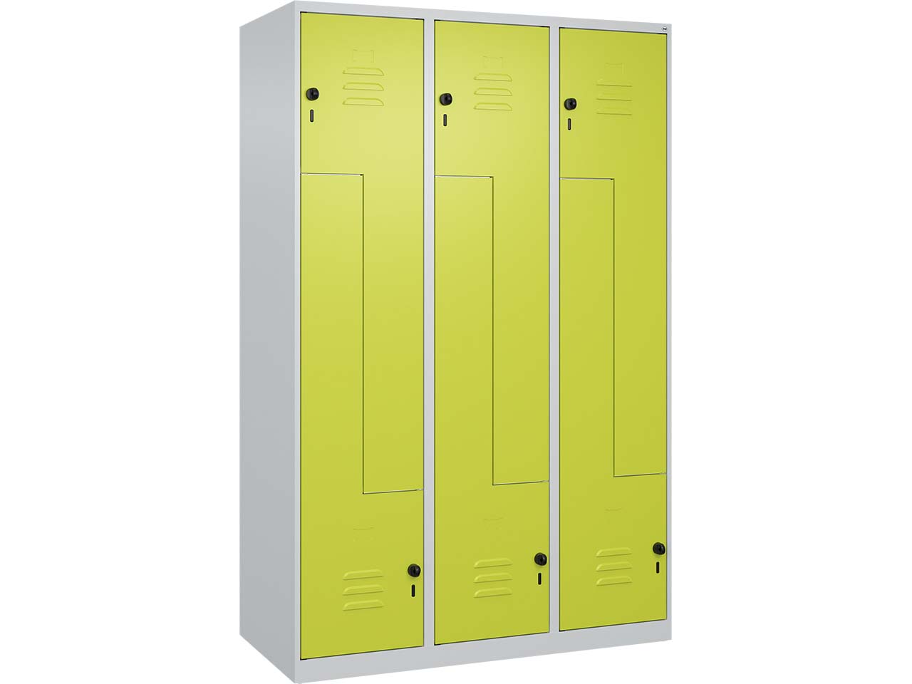 C+P Z-Spind Classic PLUS, 6 Fächer, 1850x1200x500mm, Lichtgrau/Clowngrün