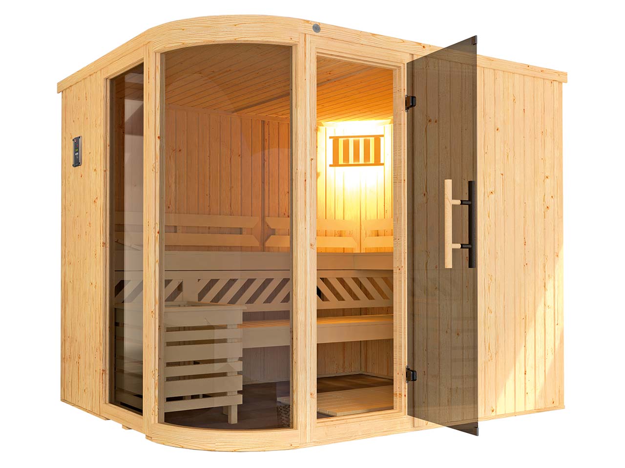 weka Elementsauna "Sara 2" mit Glastür in Graphit-Optik, inkl. 9,0 kW Saunaofen "Klassik"