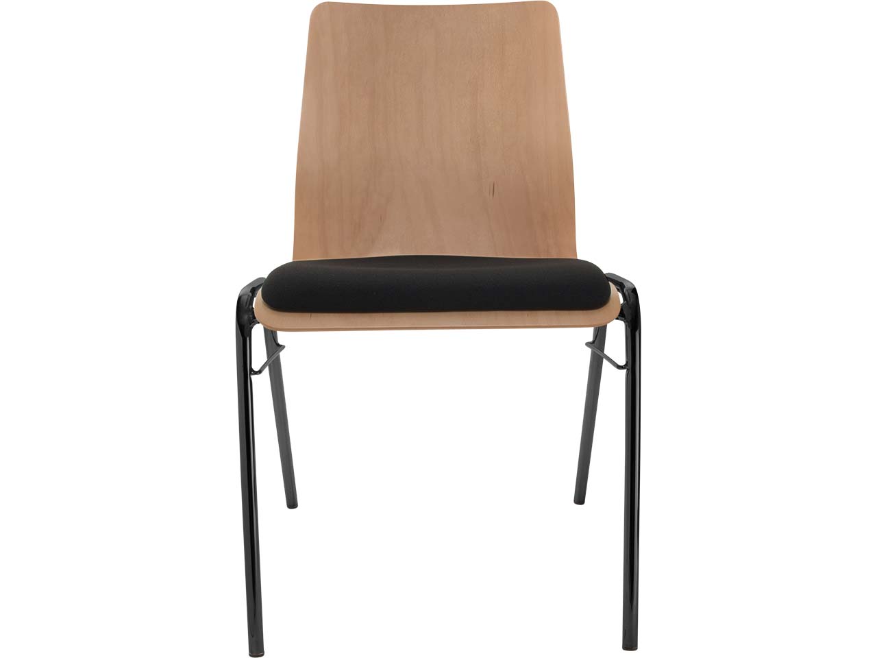 Besucherstuhl "A1" Buche, Gestell schwarz, Steg, Sitzpolster schwarz