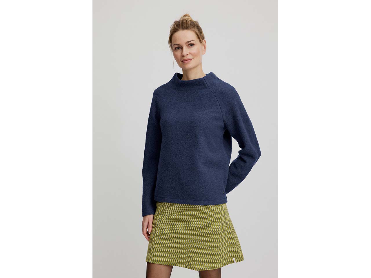 tranquillo Damen-Woll-Pullover mit weitem Kragen, night, Gr. L