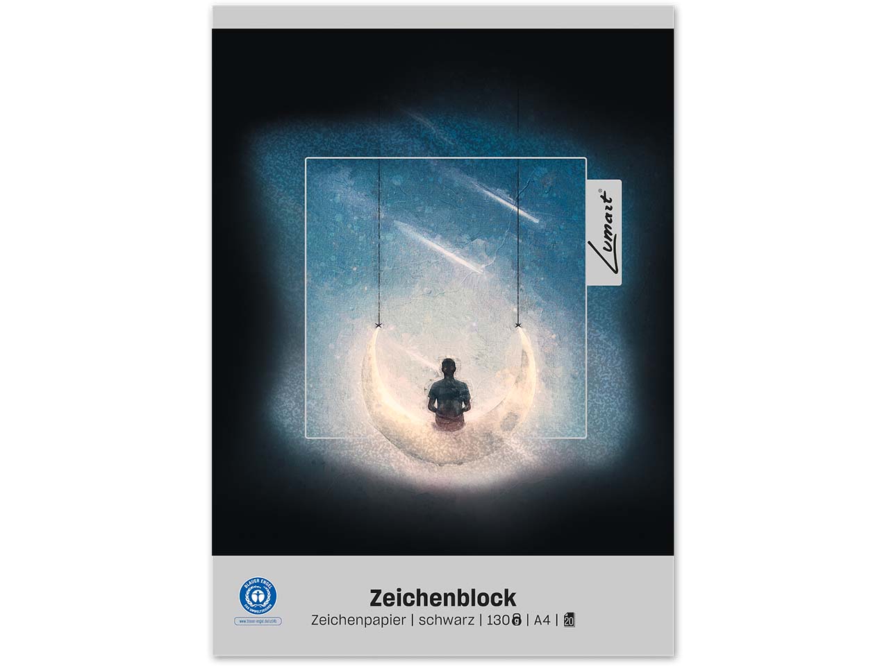 Staufen Zeichenblock "Lumart" schwarz, DIN A4, 20 Blatt, 130g/m²