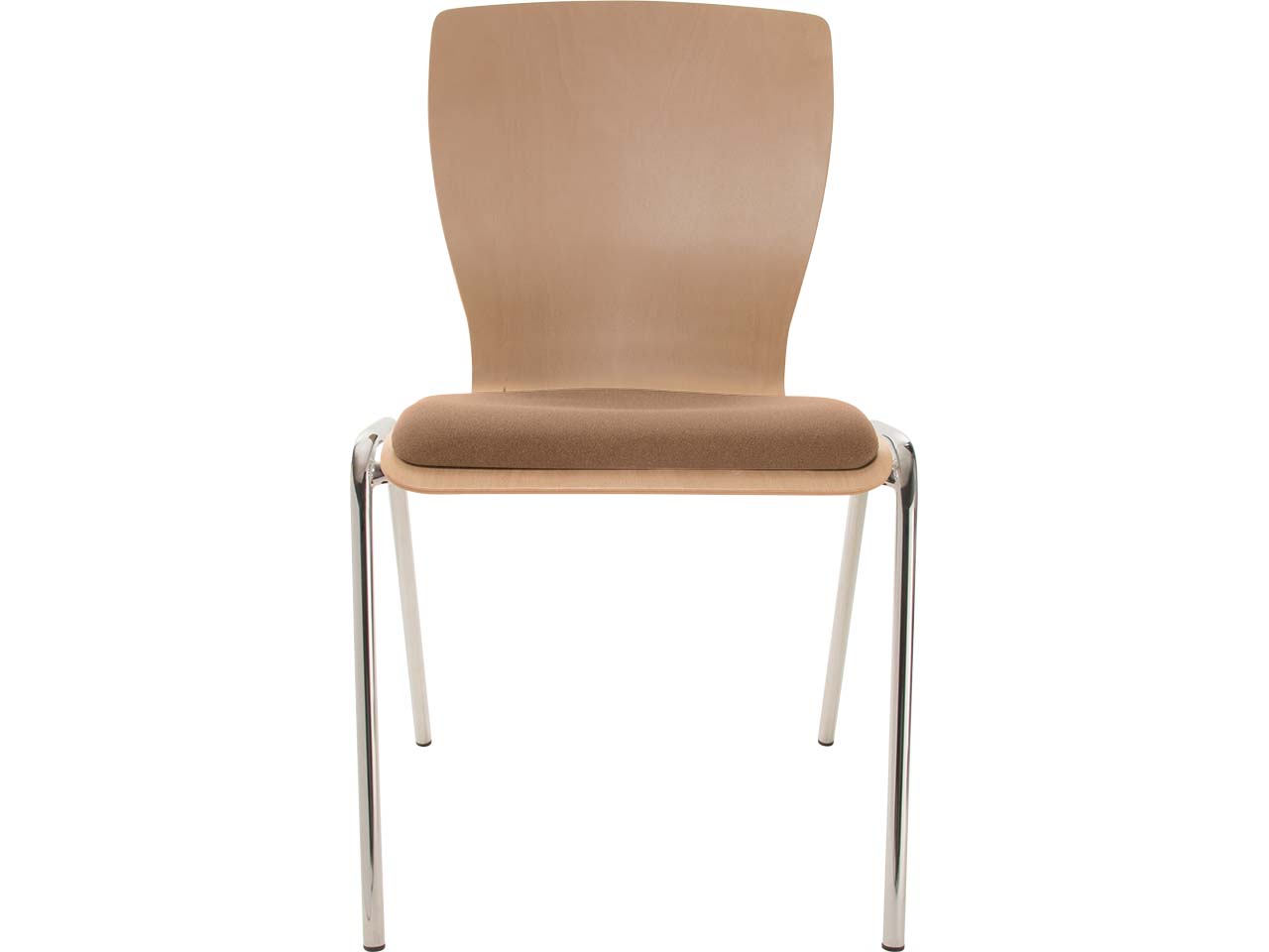 Besucherstuhl "A29" Buche, Gestell verchromt, Sitzpolster braun