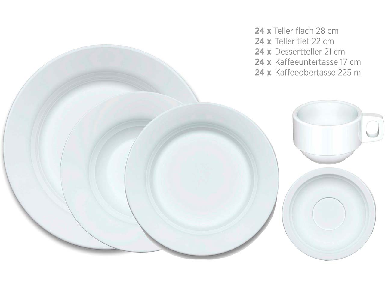 Mäser Geschirrset 120-tlg. "Marina" Porzellan, weiß