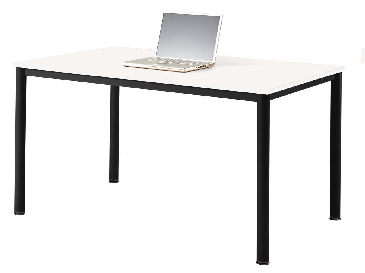 Konferenztisch "CONTACT Base" rechteckig, 160 x 80 cm, schwarz, Buche weiß lackiert