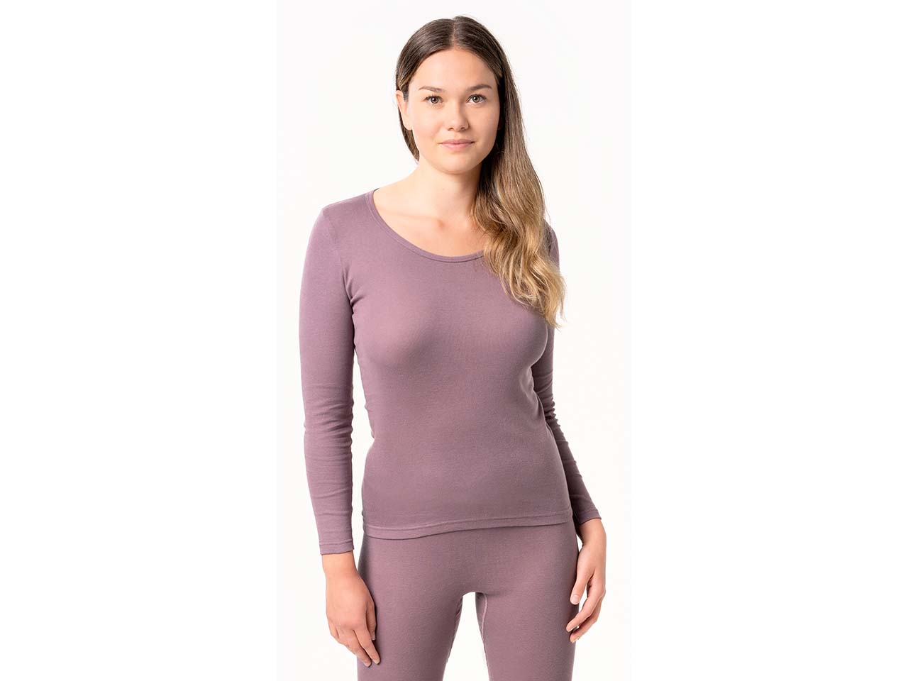 Living Crafts Bio-Damen-Langarmshirt "JOHANNA" ohne Seitennähte, mauve, Gr. 36/38