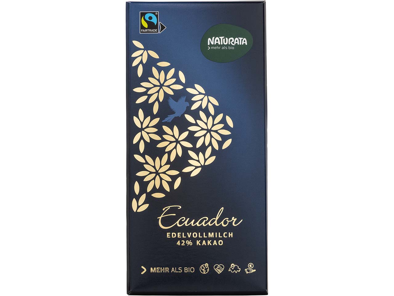 NATURATA Bio-Edelvollmilch-Schokolade "Ecuador" 42 % Kakao, 100 g