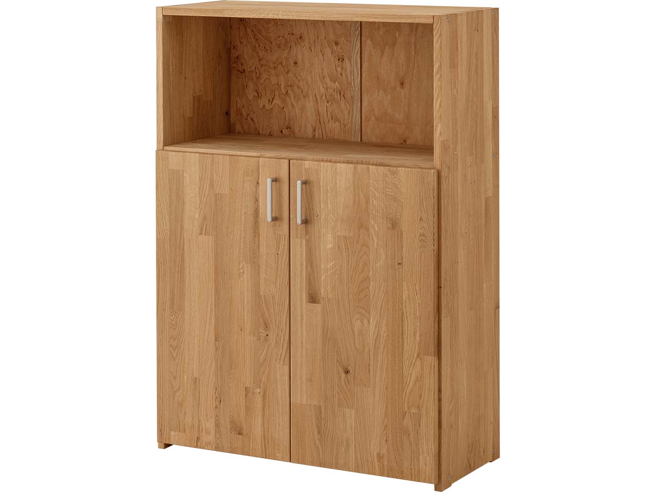 Regalschrank "buxing solid" mit 2 kurz. Türen B 80 x T 33 x H 112 cm, gl. Front, Wildeiche