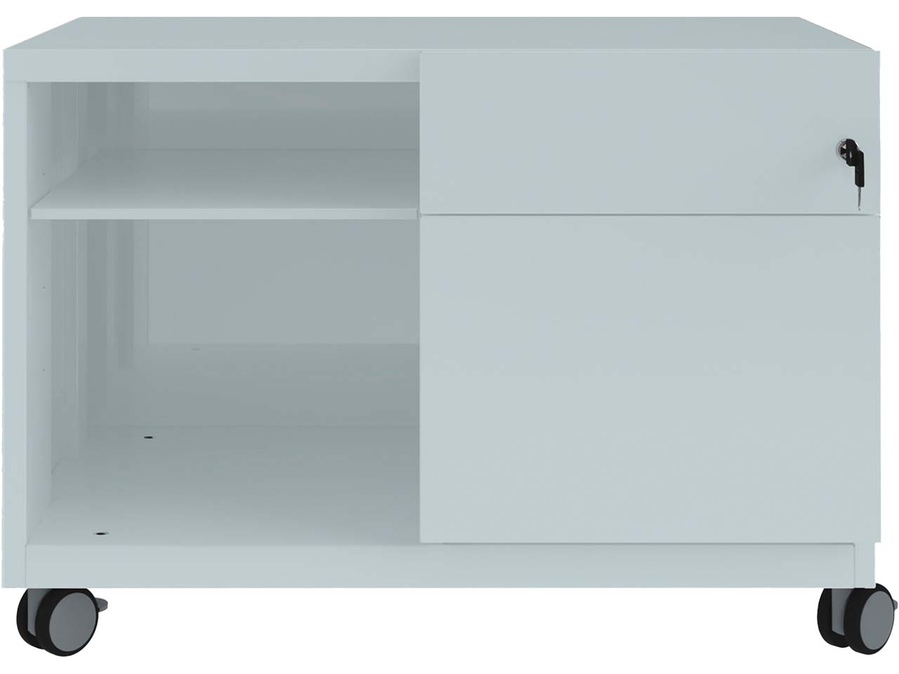 BISLEY Rollcontainer "Caddy Note™" Schubladen und Ziehgriff rechts, lichtgrau