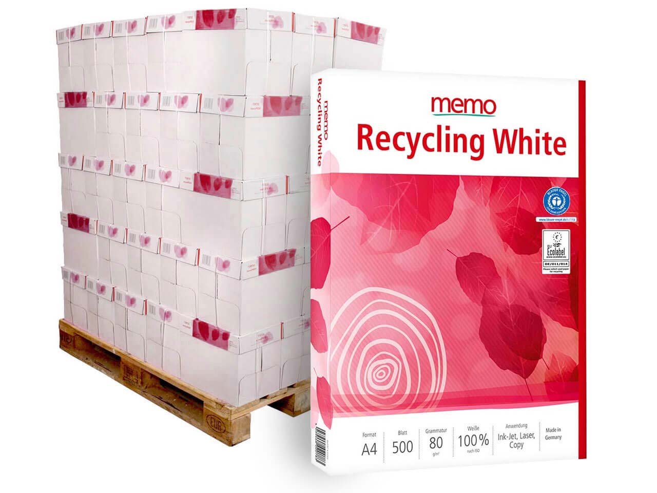 300 x 500 Blatt memo Multifunktionales Kopierpapier 'Recycling White' DIN A4, 80 g/m²