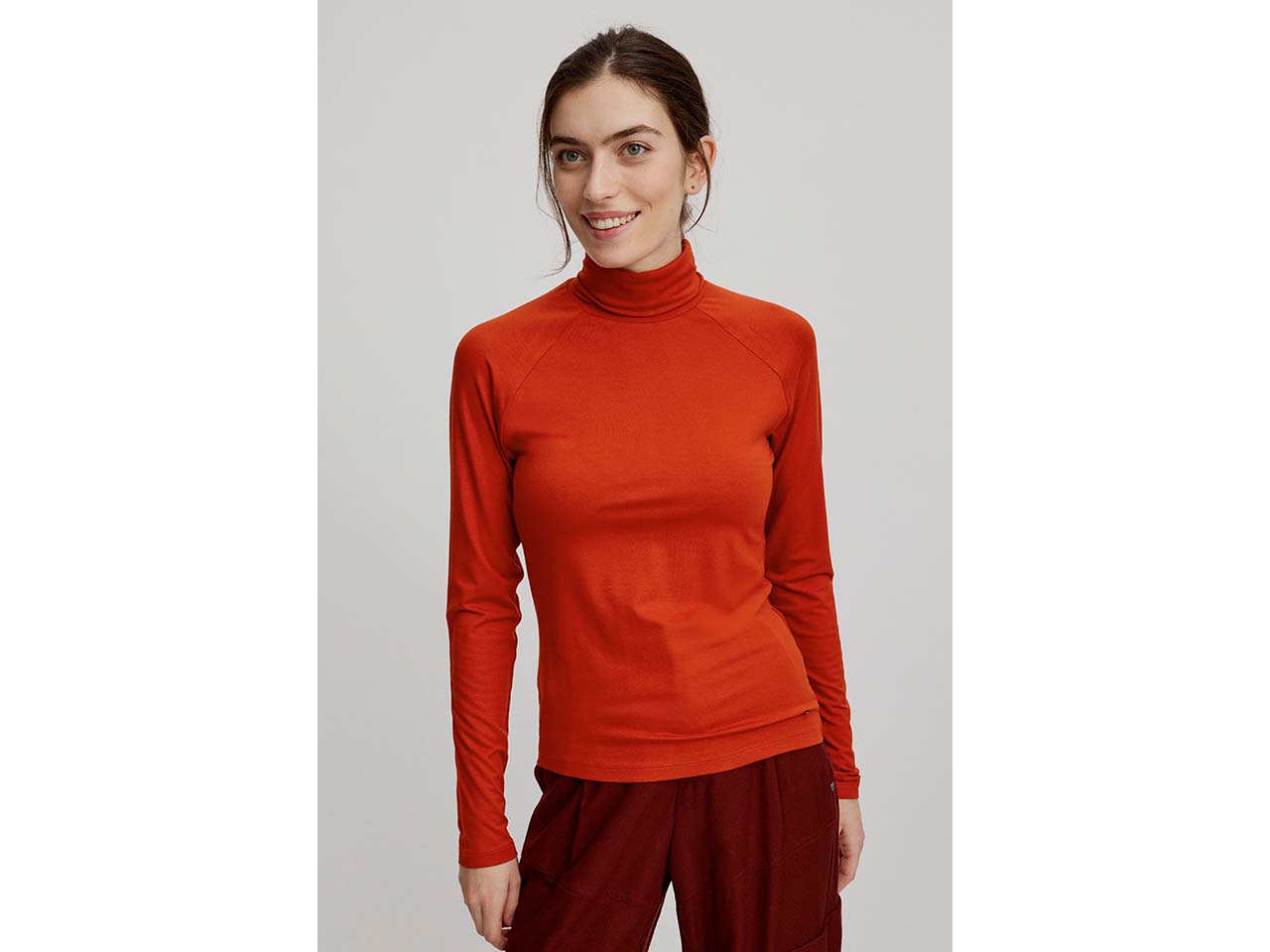 tranquillo Damen-Langarmshirt mit Rollkragen, rooibos, Gr. S