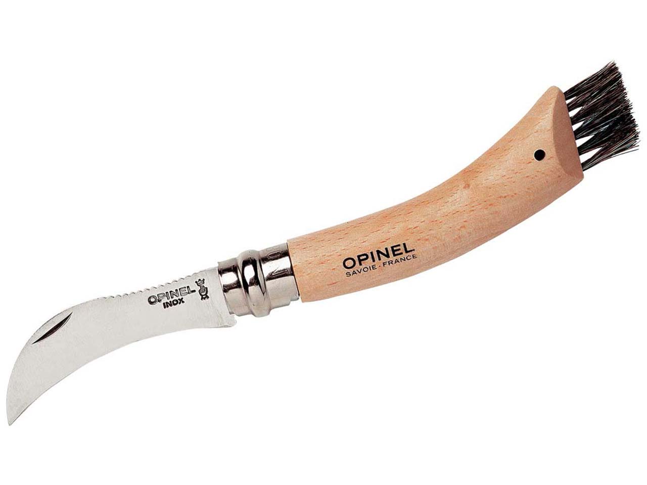 Opinel Pilzmesser mit Wildschweinborsten, Nr. 08, Buche, rostfrei