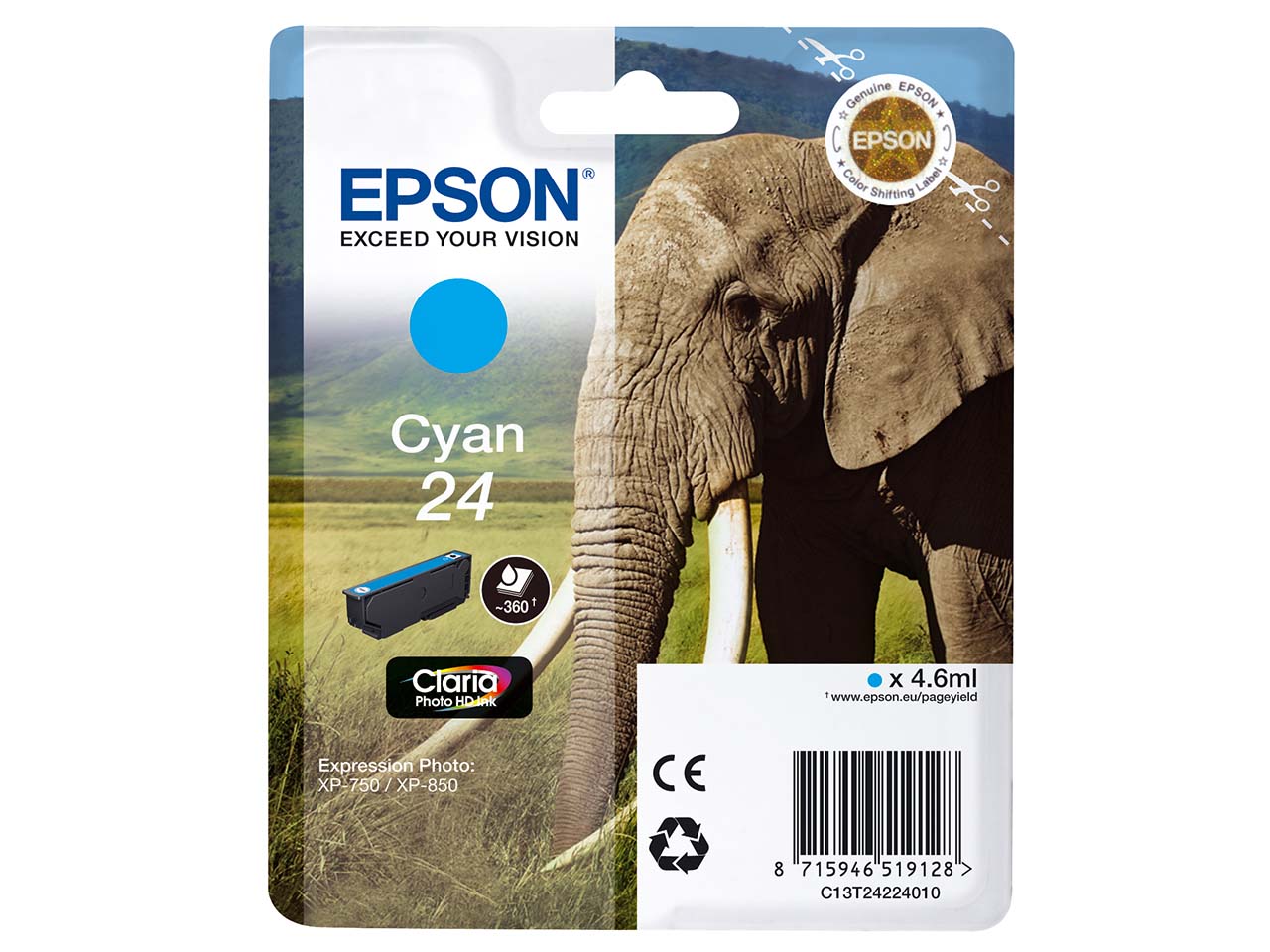 Epson Tintenpatrone T2422 cyan