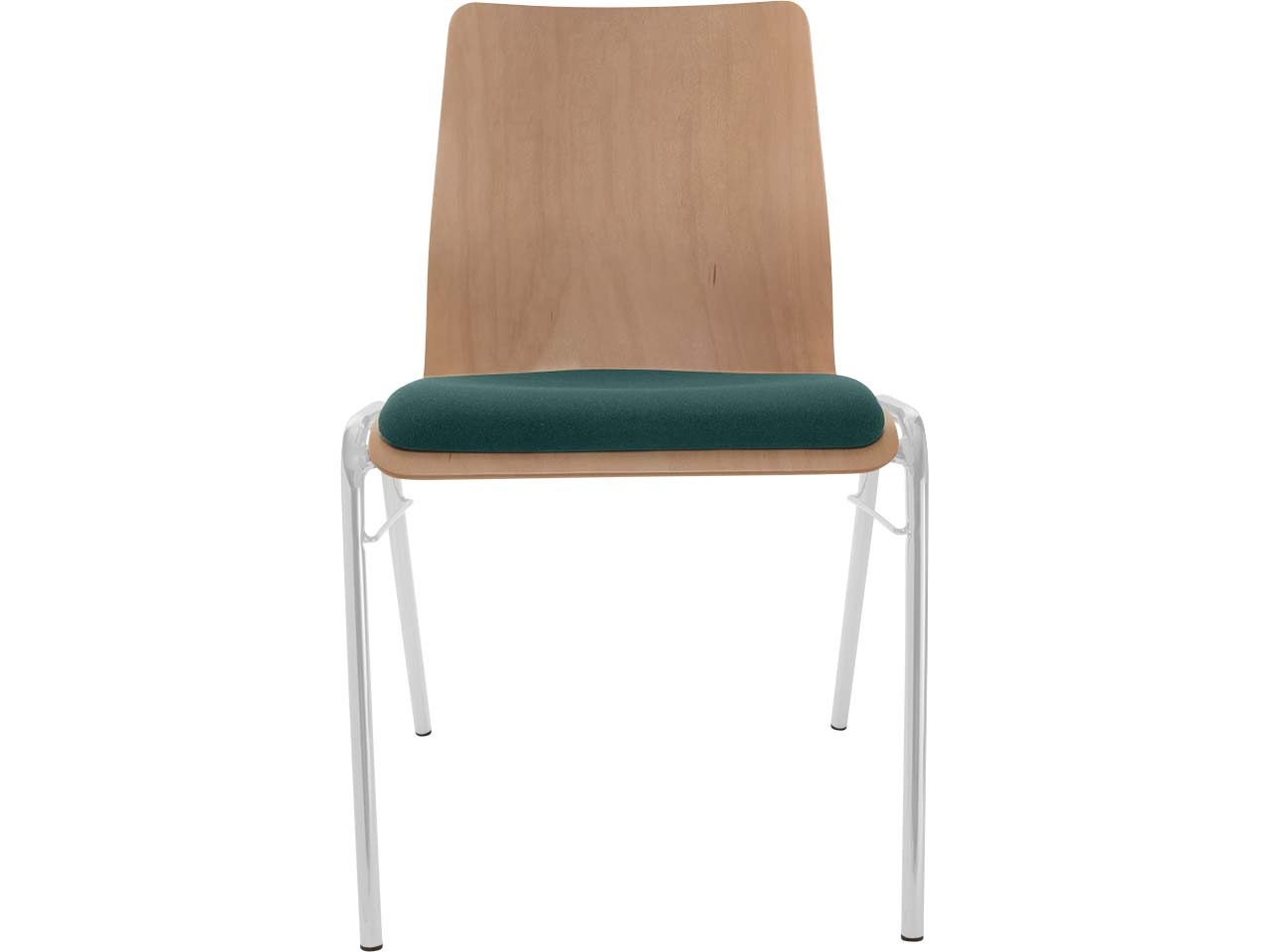 Besucherstuhl "A1" Buche, Gestell silber, Steg, Sitzpolster dunkelgrün