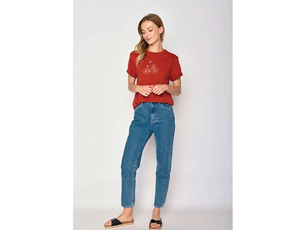 GREENBOMB Bio-Damen-T-Shirt "Bike Love" mit Rundhalsausschnitt, clay red, Gr. S