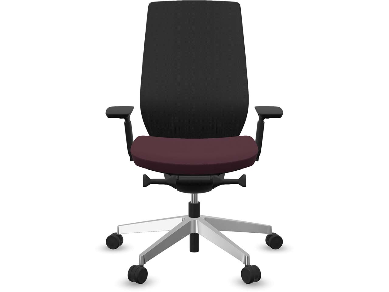 Profim Bürodrehstuhl "ACCIS PRO" mit Armlehnen, Gestell: silber, Sitz: bordeaux