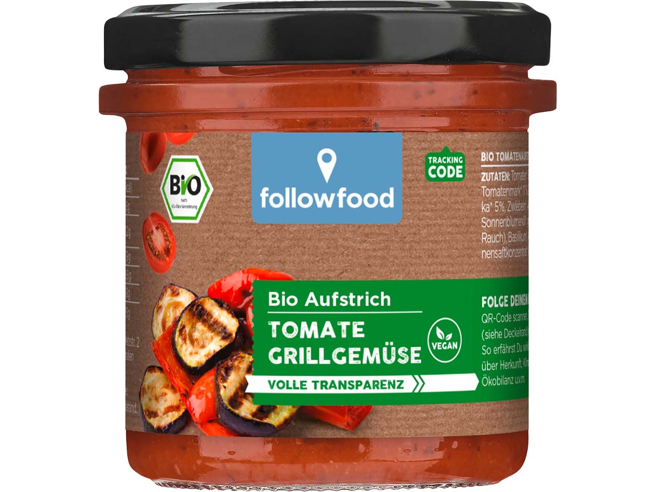 followfood Bio-Aufstrich Tomate & Grillgemüse, 135 g