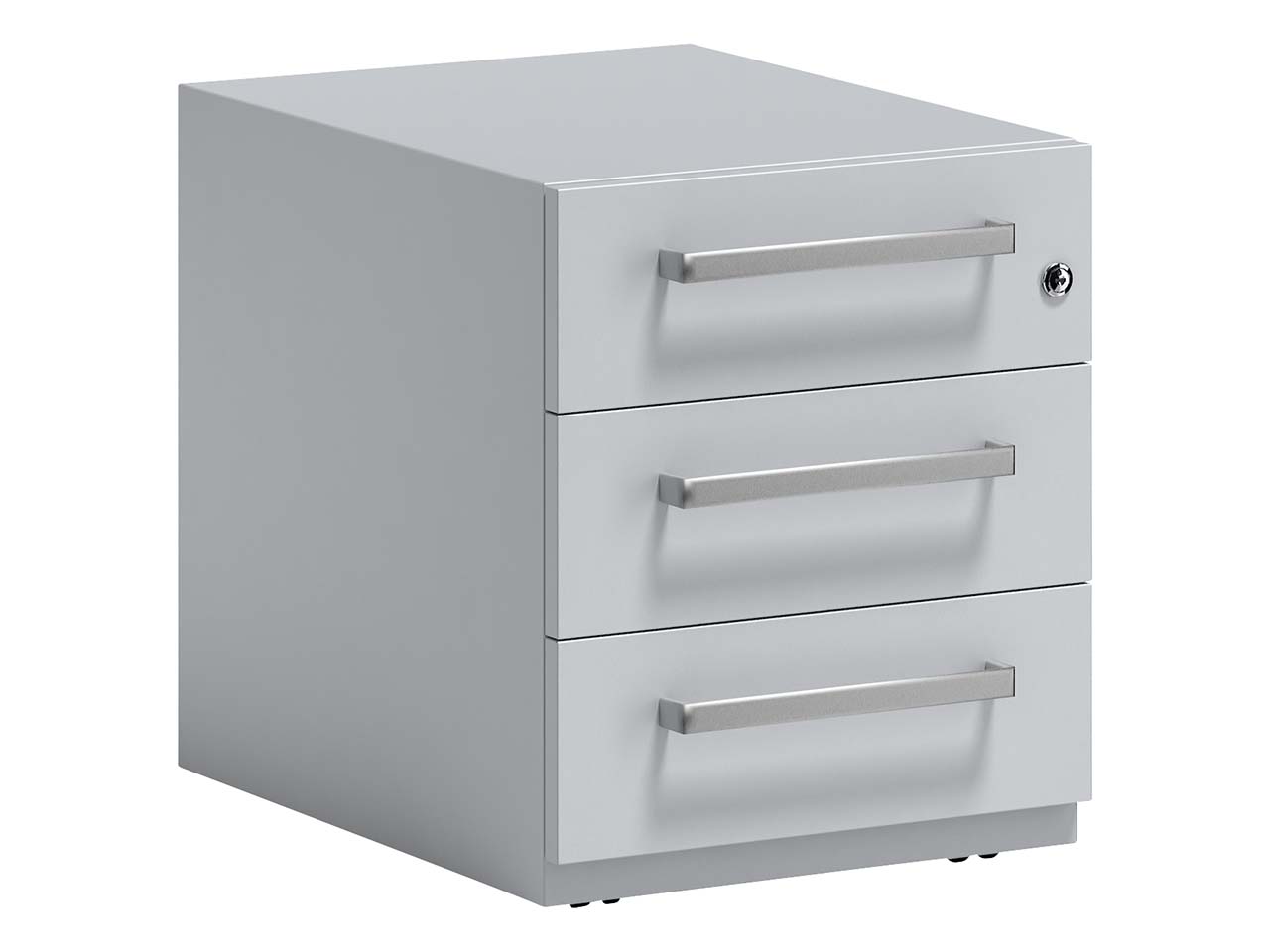BISLEY Rollcontainer "Note" mit Griff, 3 Schubladen T 56,5 cm lichtgrau