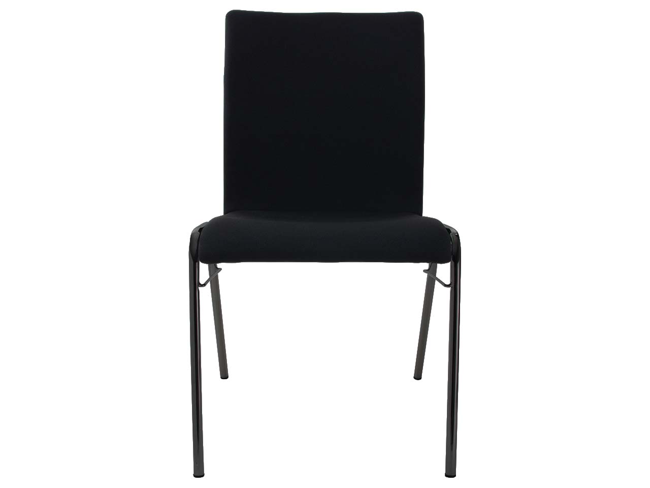Besucherstuhl 'A45' Buche, Gestell schwarz, Steg, Vollpolster schwarz