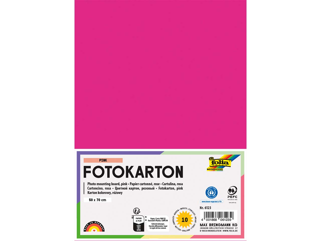 folia Fotokarton, 300 g/m², 50 x 70 cm, 10 Bogen, pink