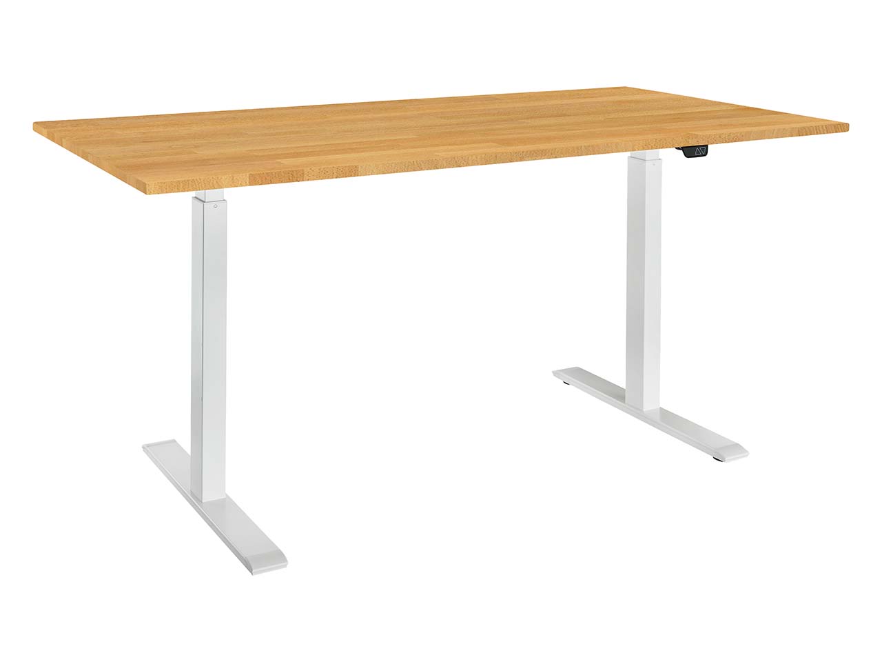 memo Höhenverstellbarer Schreibtisch "ON" weiß, Buche massiv, B 140 x T 70 cm