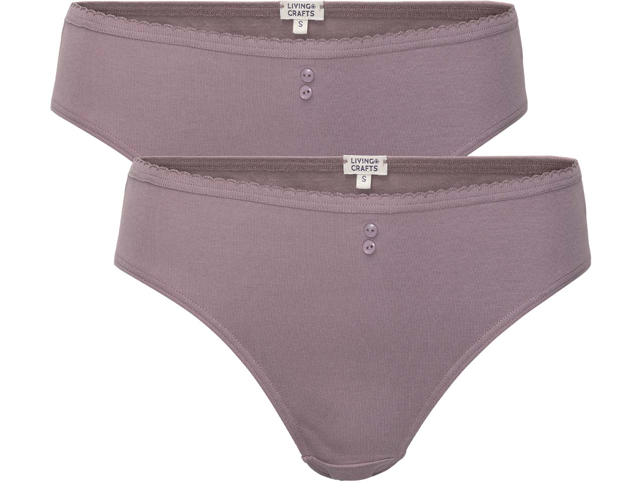 Living Crafts 2er-Pack Bio-Damen-Slips 'RASINA', mauve, Gr. M